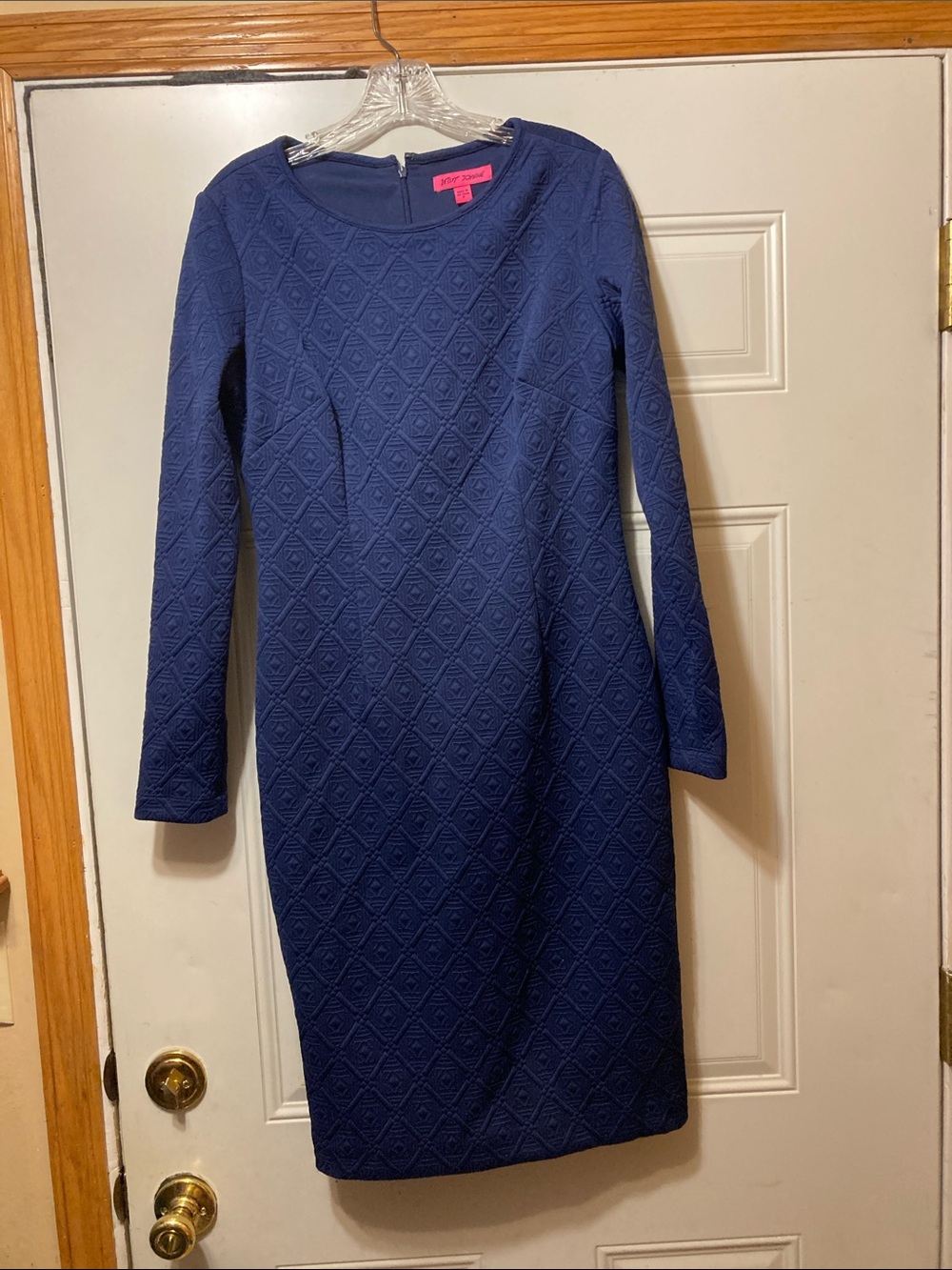 Betsey Johnson Textured Long-Sleeve Sheath Dress - Blue 8